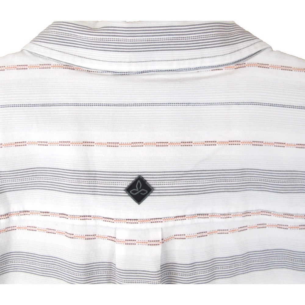Prana Casual Short Sleeve Button Up Striped Shirt Men's XL Cotton‎ Blend - Picture 8 of 9